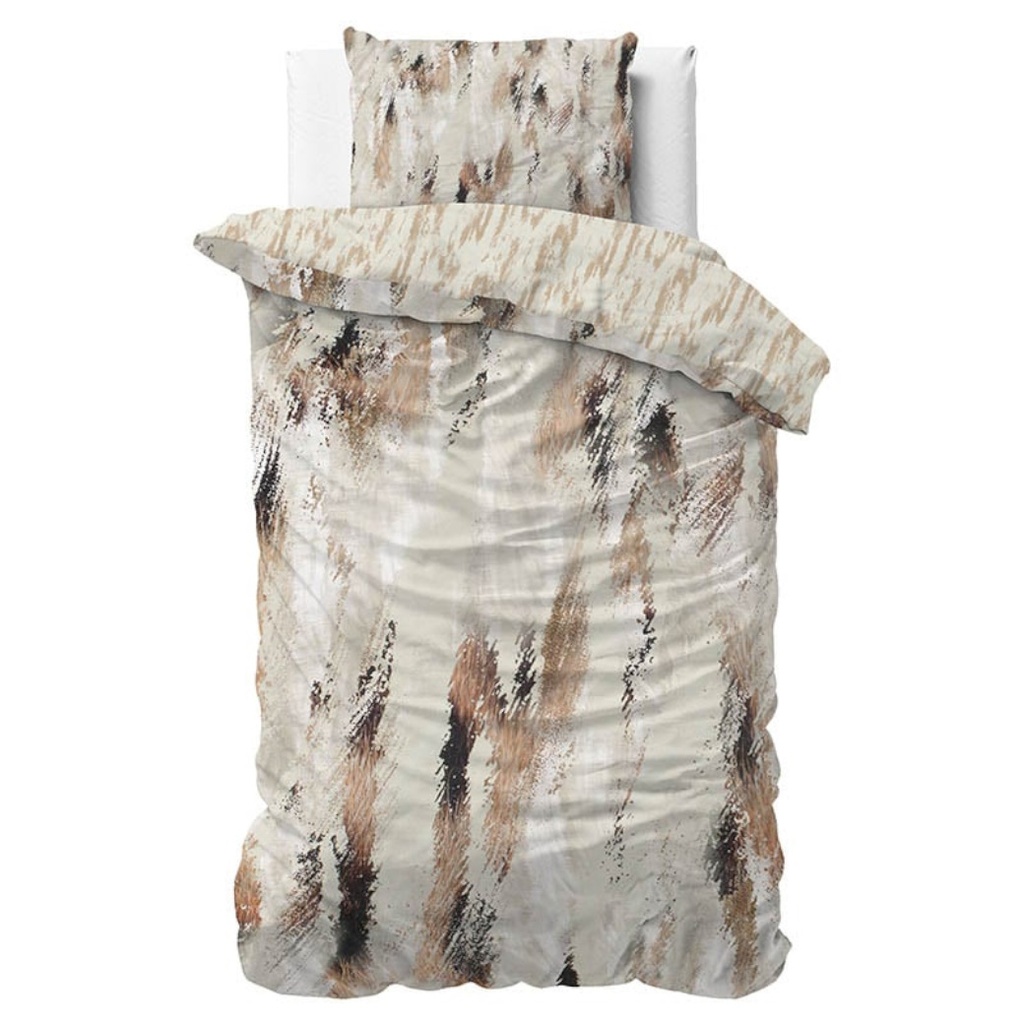 Dekbedovertrek-Eunike-Dekbedovertrek-Eenpersoons-140x200-cm-Beige-Katoen-satijn-Dessin-Manilla-Dekbed-Discounter