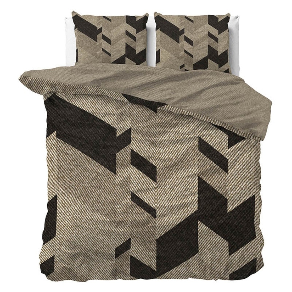 Dekbedovertrek-Helios-Dekbedovertrek-Tweepersoons-200x200-cm-Taupe-Katoen-satijn-Dessin-Manilla-Dekbed-Discounter