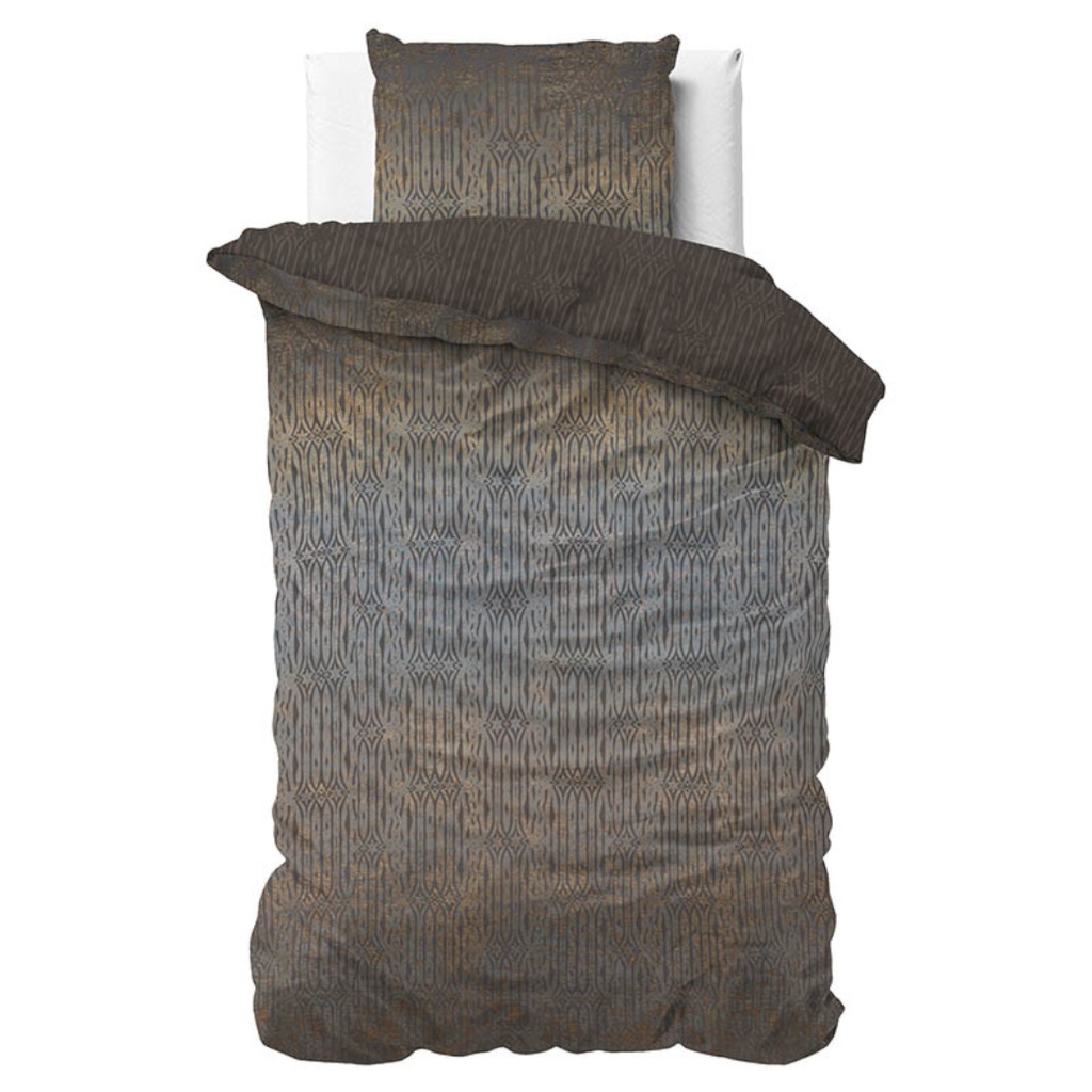 Dekbedovertrek-Grace-Eenpersoons-140x200-cm-Taupe-Katoen-satijn-Dessin-Manilla-Dekbed-Discounter