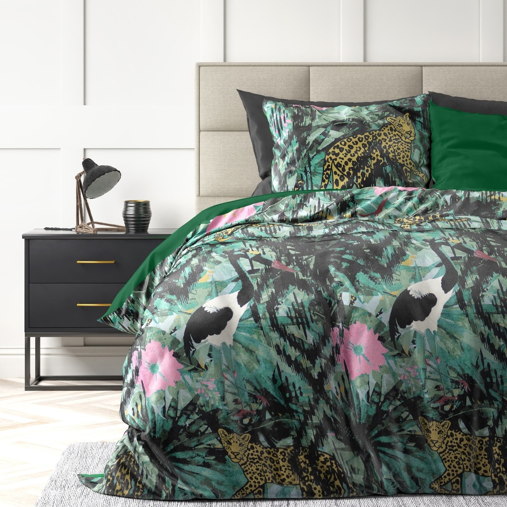 [17015495] POSTELJINA VELVET BOTANICAL FOREST GREEN (140X200)