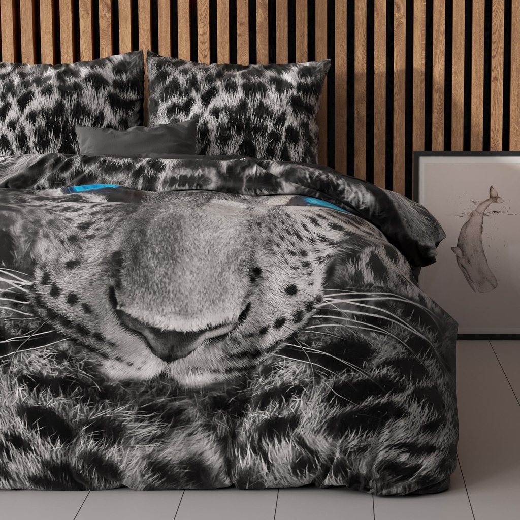 [14023672] POSTELJINA PERKAL CHEETAH GREY (135X200-80X80)