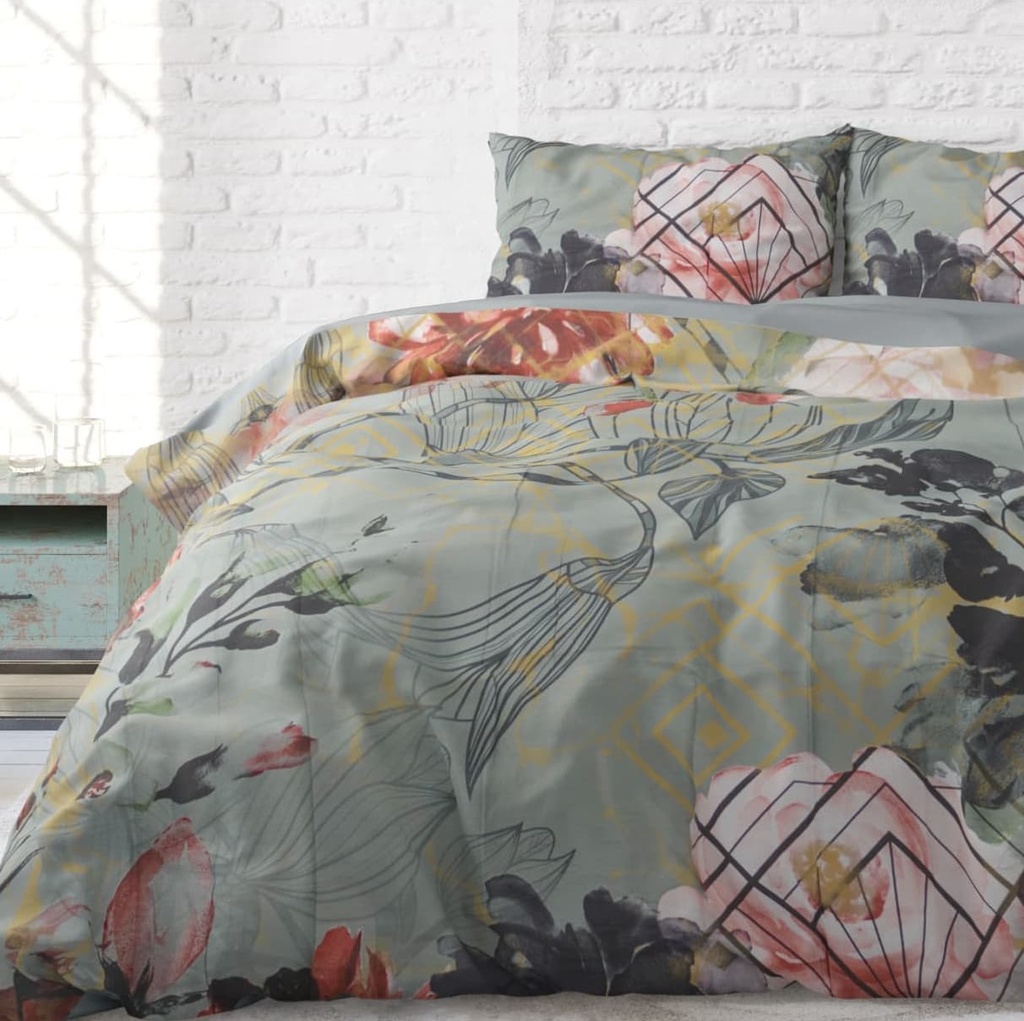 [15021556] POSTELJINA PERKAL MARBLE ART DECO GREEN (200X200)
