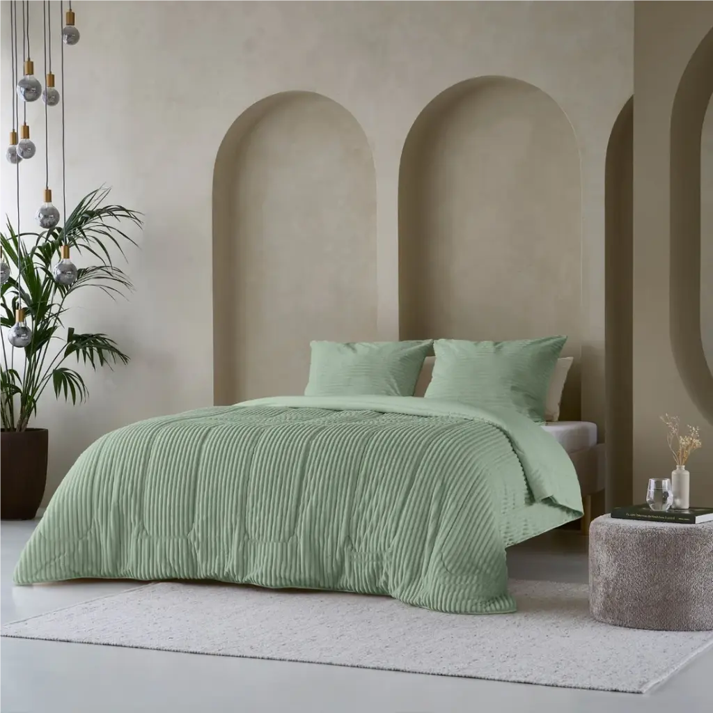 [17019796] LAZYBED ALL IN ONE RIB TEDDY GREEN (200X200)