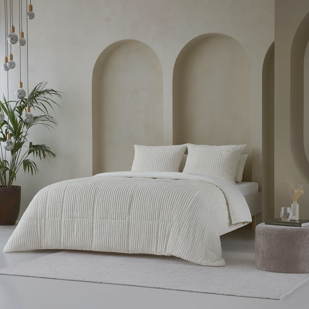 [17019791] LAZYBED ALL IN ONE RIB TEDDY WHITE (140X200)