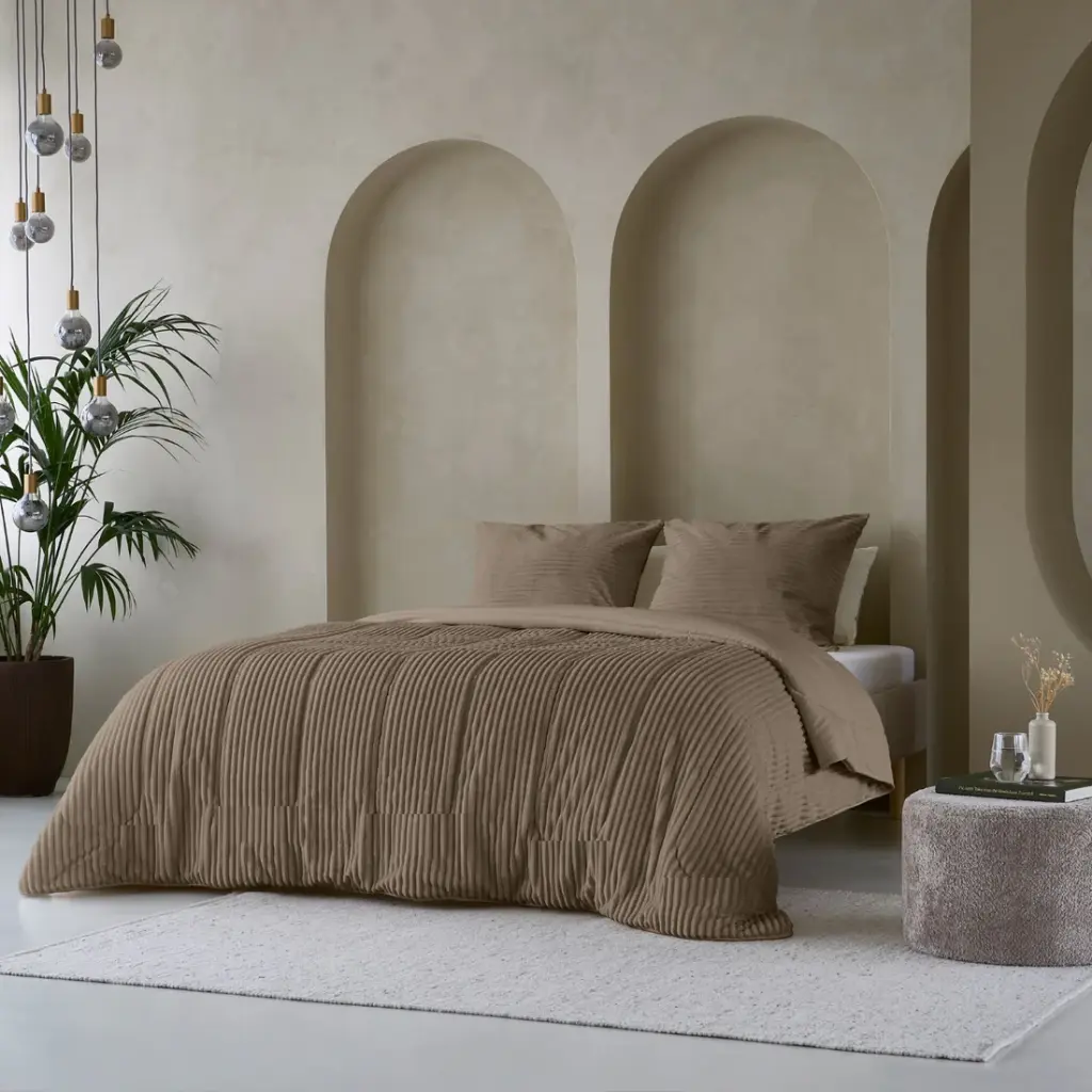 [17019799] LAZYBED ALL IN ONE RIB TEDDY TAUPE (140X200)