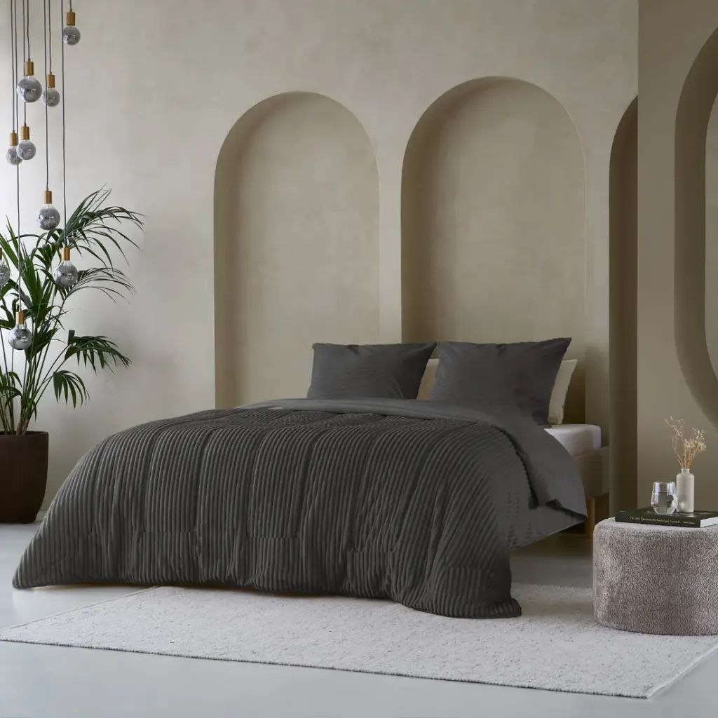 [17019793] LAZYBED ALL IN ONE RIB TEDDY BLACK (140X200)