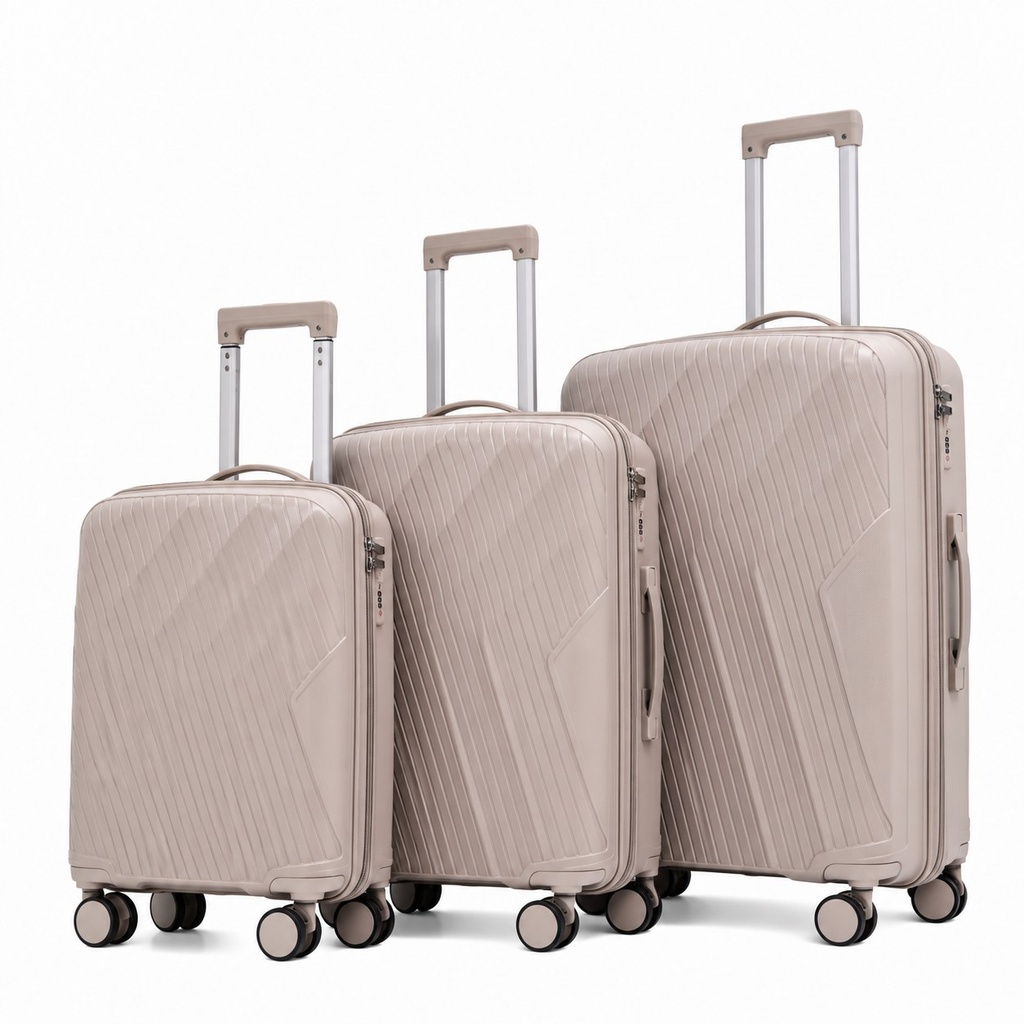 Beige Hardside Luggage Trio