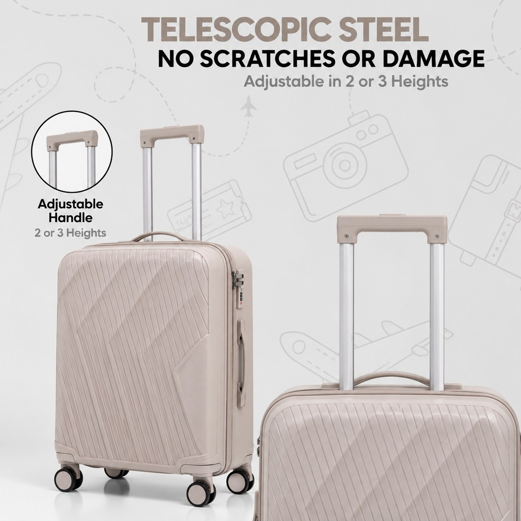 Telescopic Steel Luggage in Beige