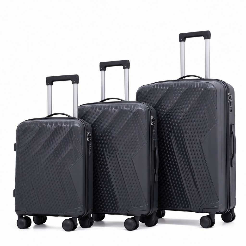 Graphite Gray Ribbed Luggage Set