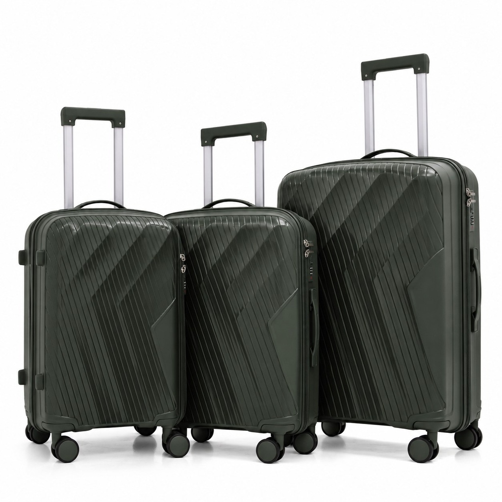 Olive Green Luggage Set Trio