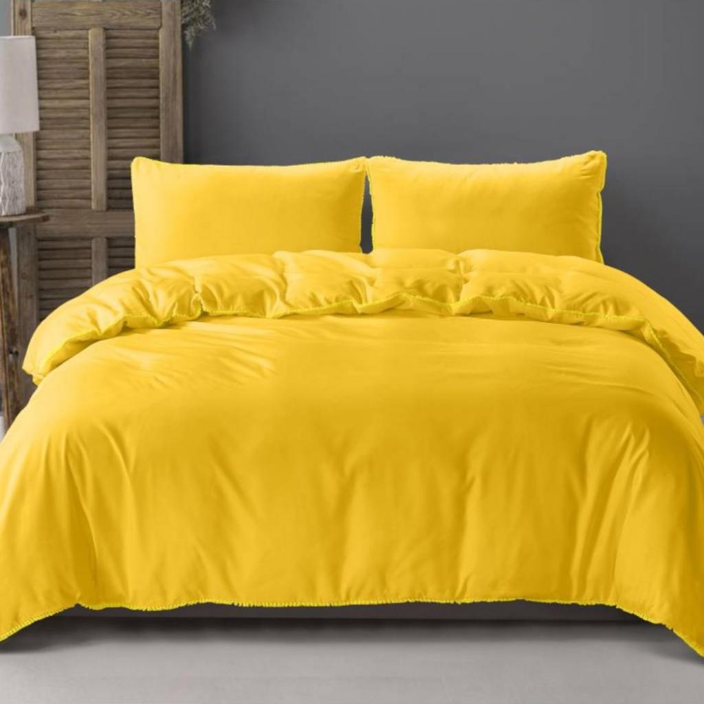 POSTELJNINA BALL FRINGE YELLOW