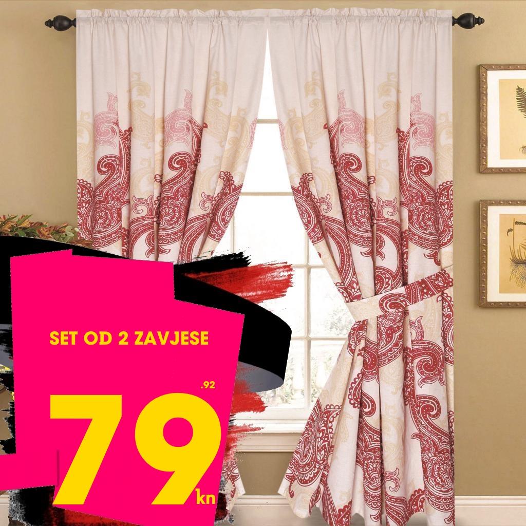 KOMPLET DVEH ZAVES, OBE ROZA