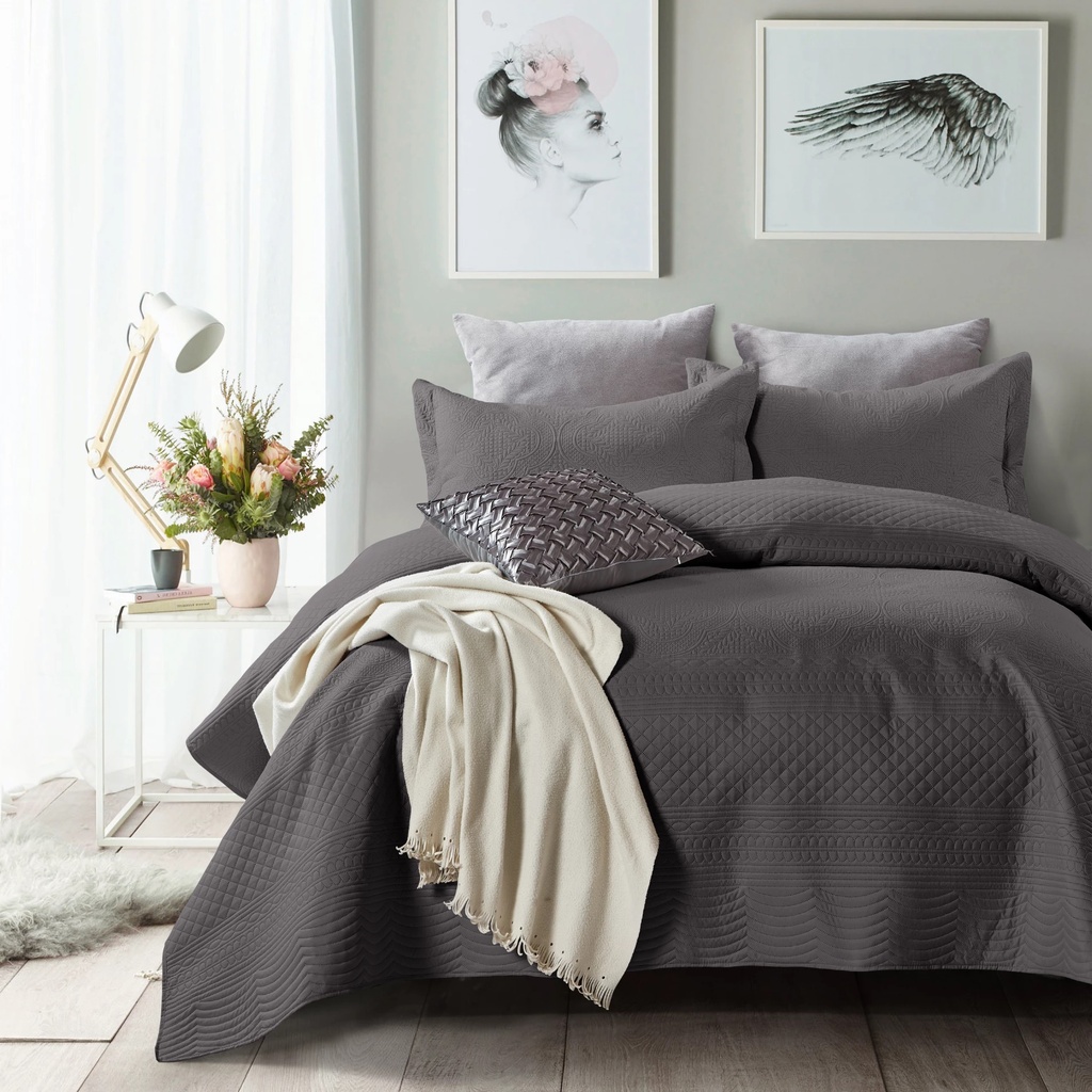 POSTELJNO PREGRINJALO IN 2 BLAZINI CHARLENE ANTHRACITE 