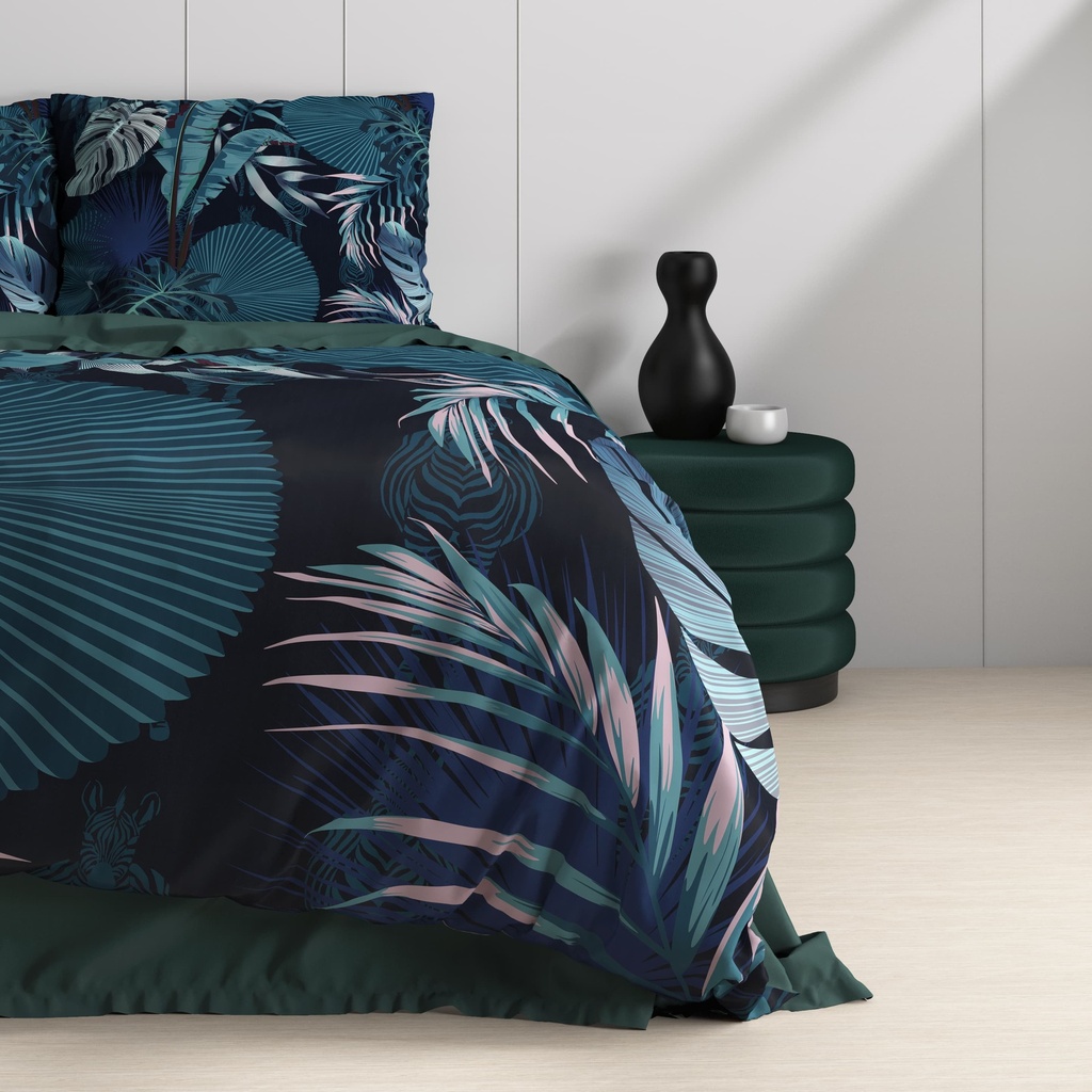 SATENASTA POSTELJNINA WILD EDVARD FOREST BLUE 