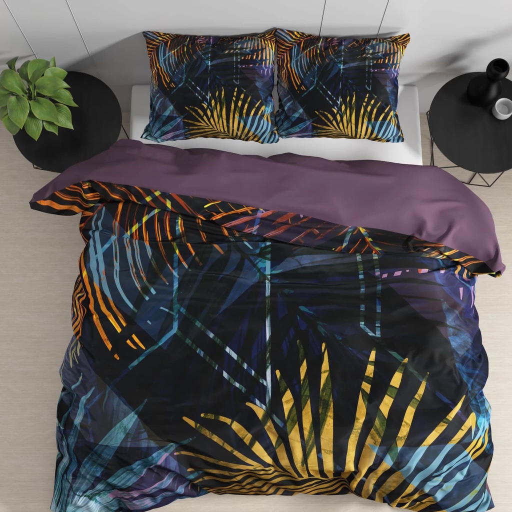 SATENASTA POSTELJNINA WILD MARINA NAVY 