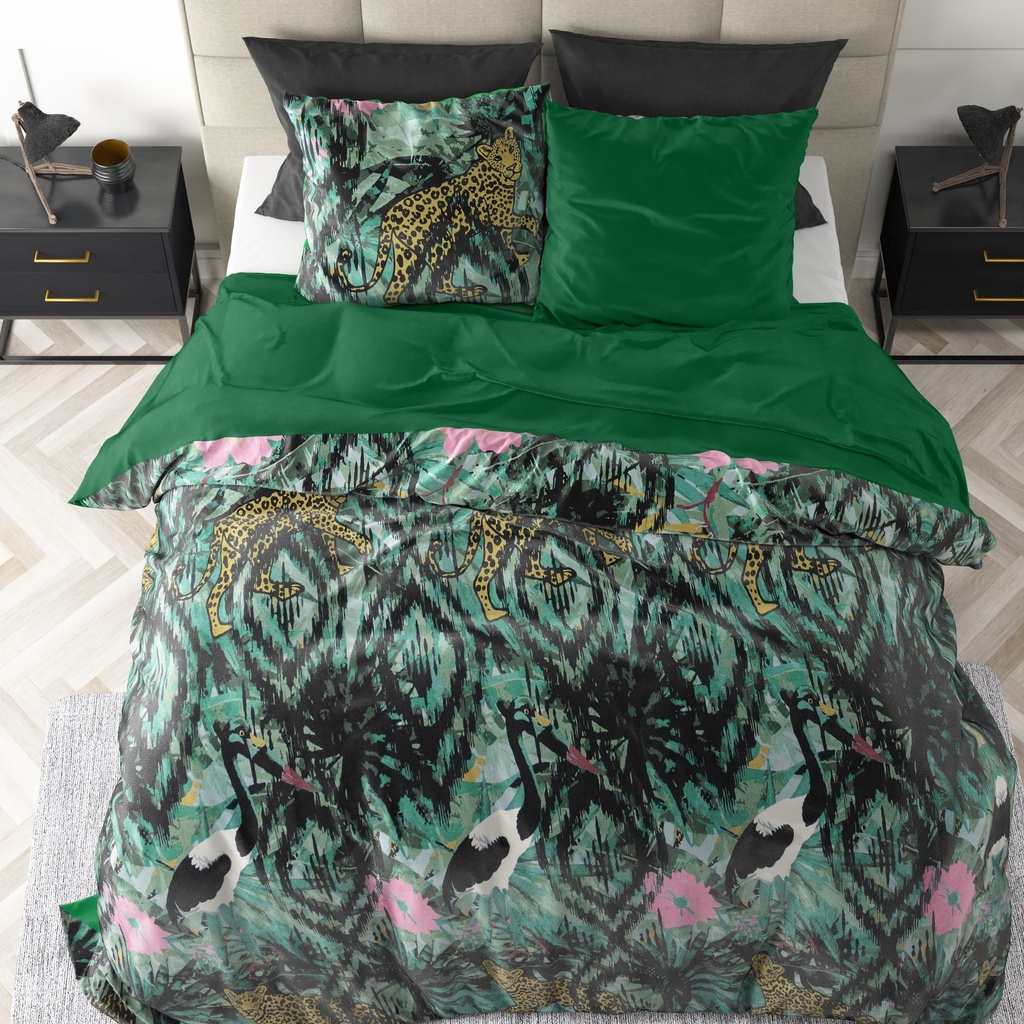 POSTELJNINA VELVET BOTANICAL FOREST GREEN 