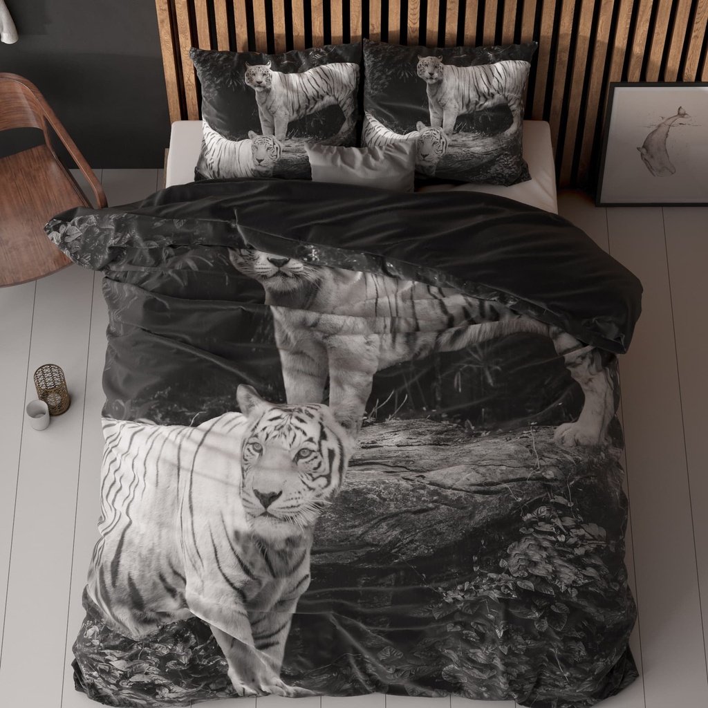 POSTELJNINA PERKAL TIGERS GREY 