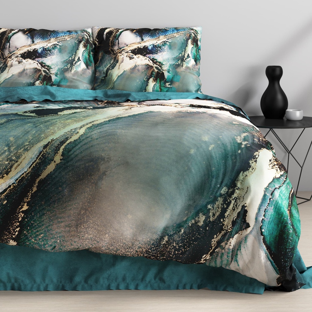 SATENASTA POSTELJNINA MARBLE NERO 