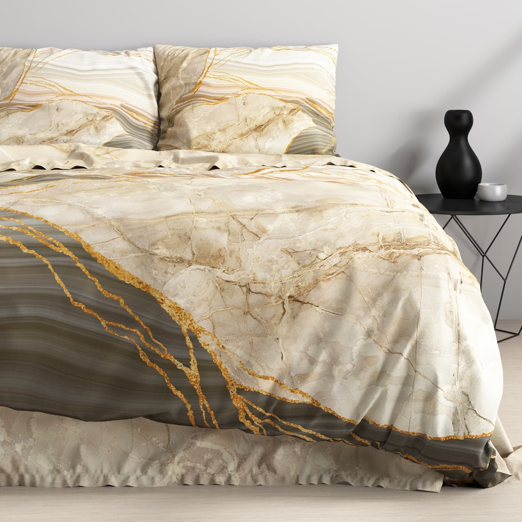 SATENASTA POSTELJNINA MARBLE BOTTICINO TAUPE 