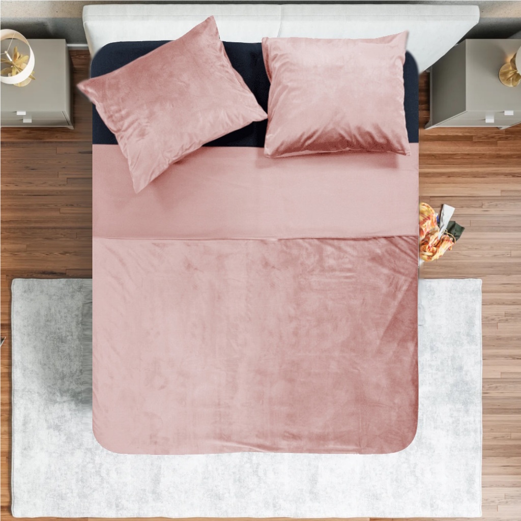 POSTELJNINA VELVET PIPING PINK 