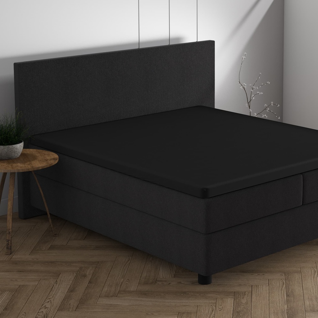 DUBBEL JERSEY FITTED TOPPER SHEET BLACK 