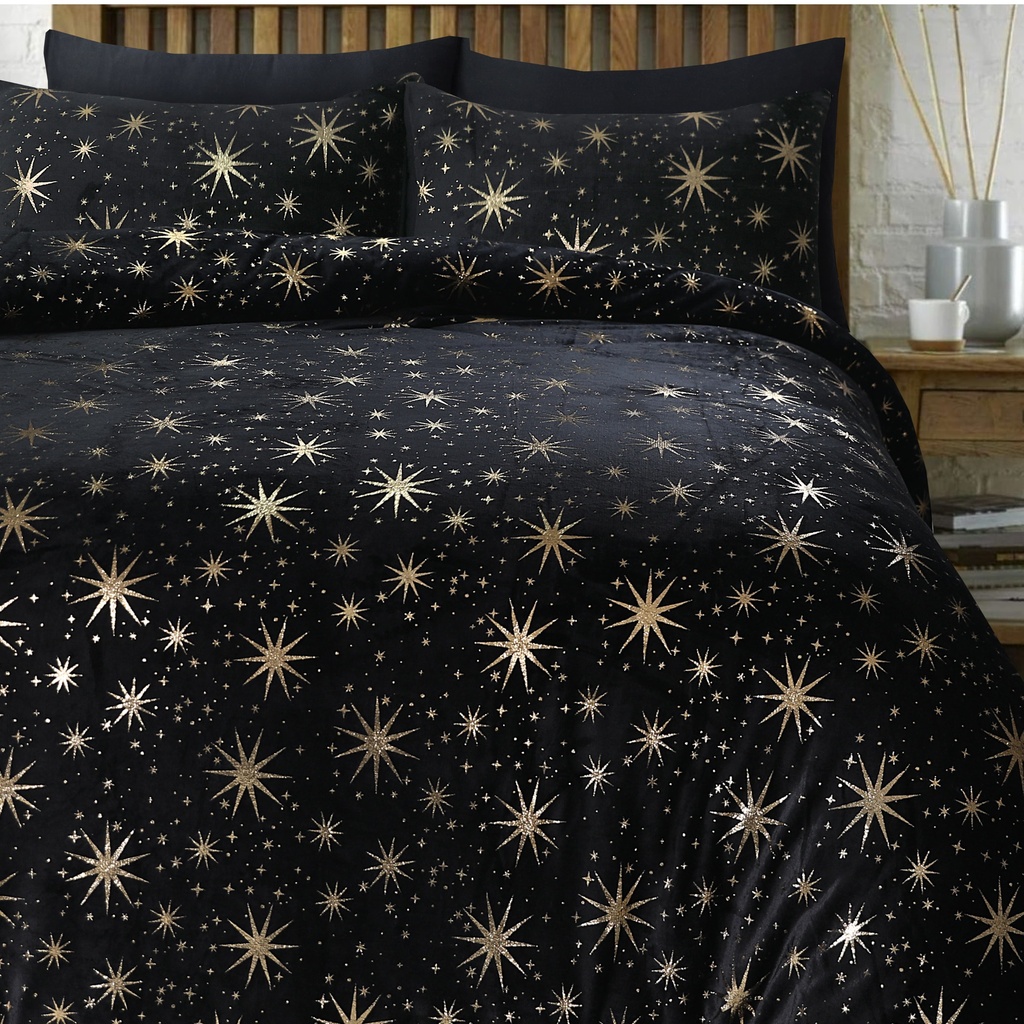 POSTELJNINA GLAMOUR TEDDY STARS BLACK 