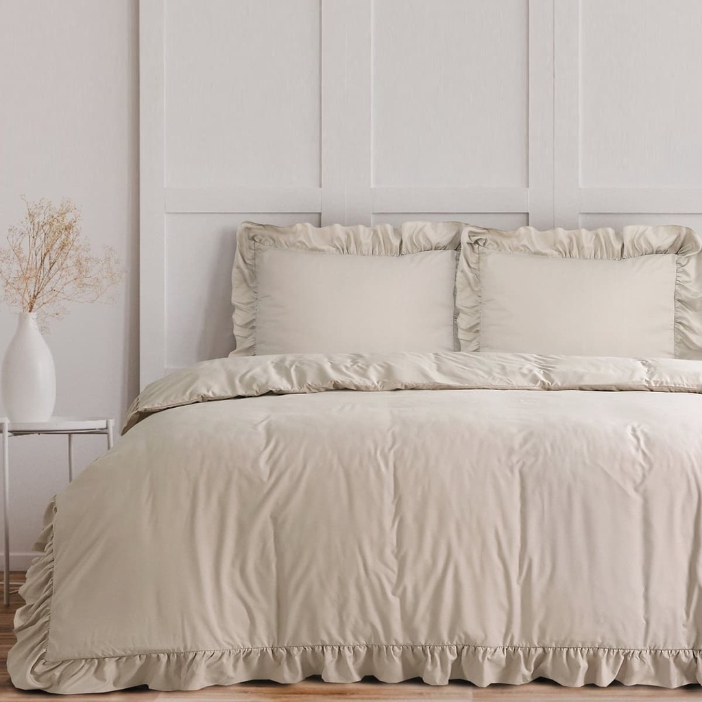 POSTELJNINA RUFFLES TAUPE 