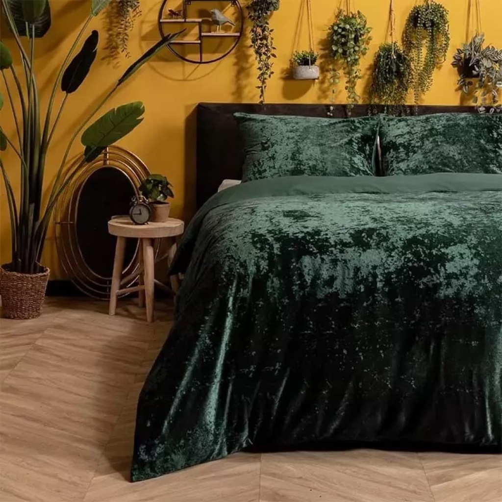 POSTELJNINA CRUSHED VELVET BOTANICAL GARDEN GREEN 