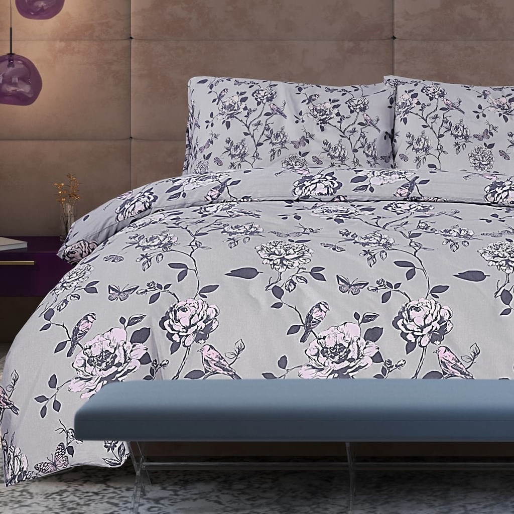 POSTELJNINA FLOWERS GREY 
