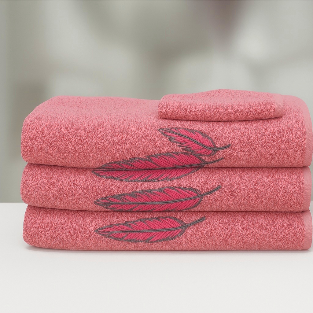 BRISAČA EMBROIDERY FEATHERS HOT PINK