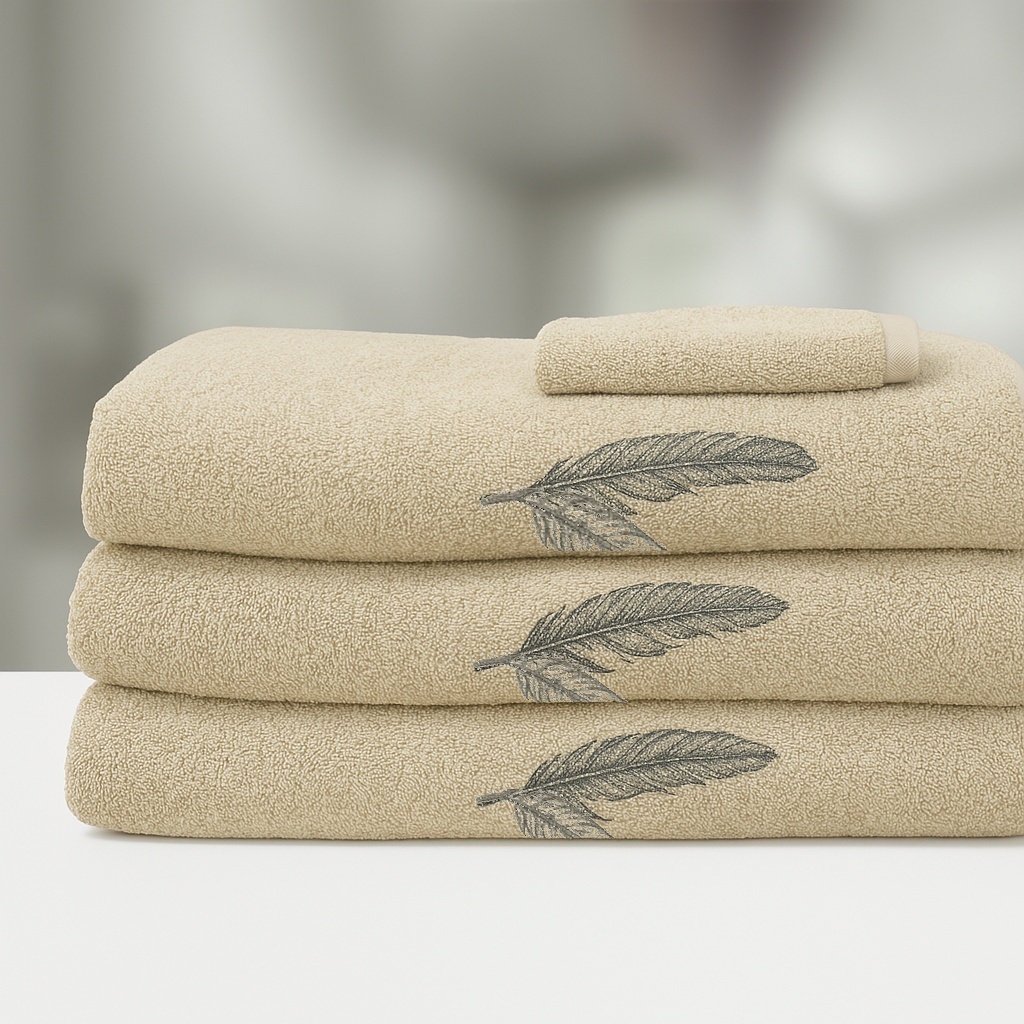 BRISAČA EMBROIDERY FEATHERS BEIGE