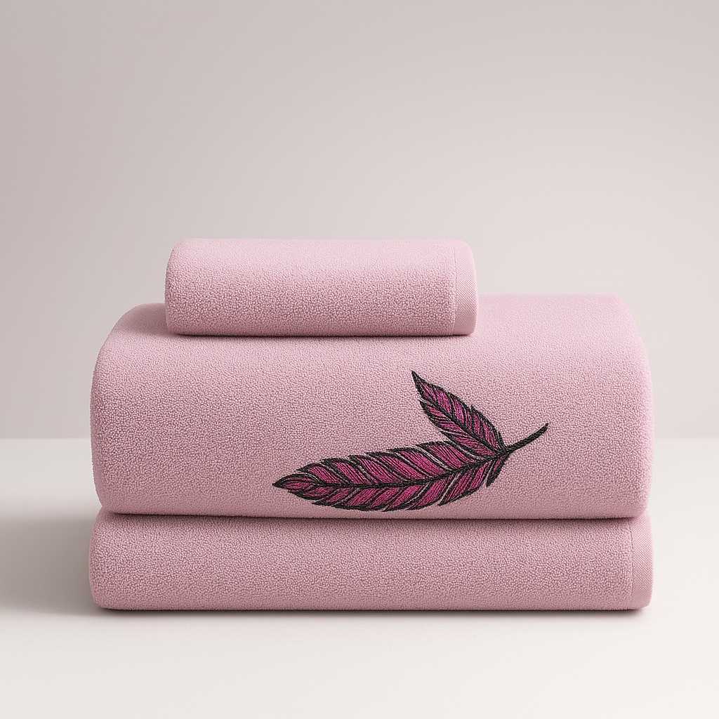 BRISAČA EMBROIDERY FEATHERS PINK