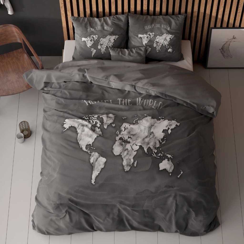 POSTELJNINA PERKAL MARBLE WORLD ANTHRACITE 