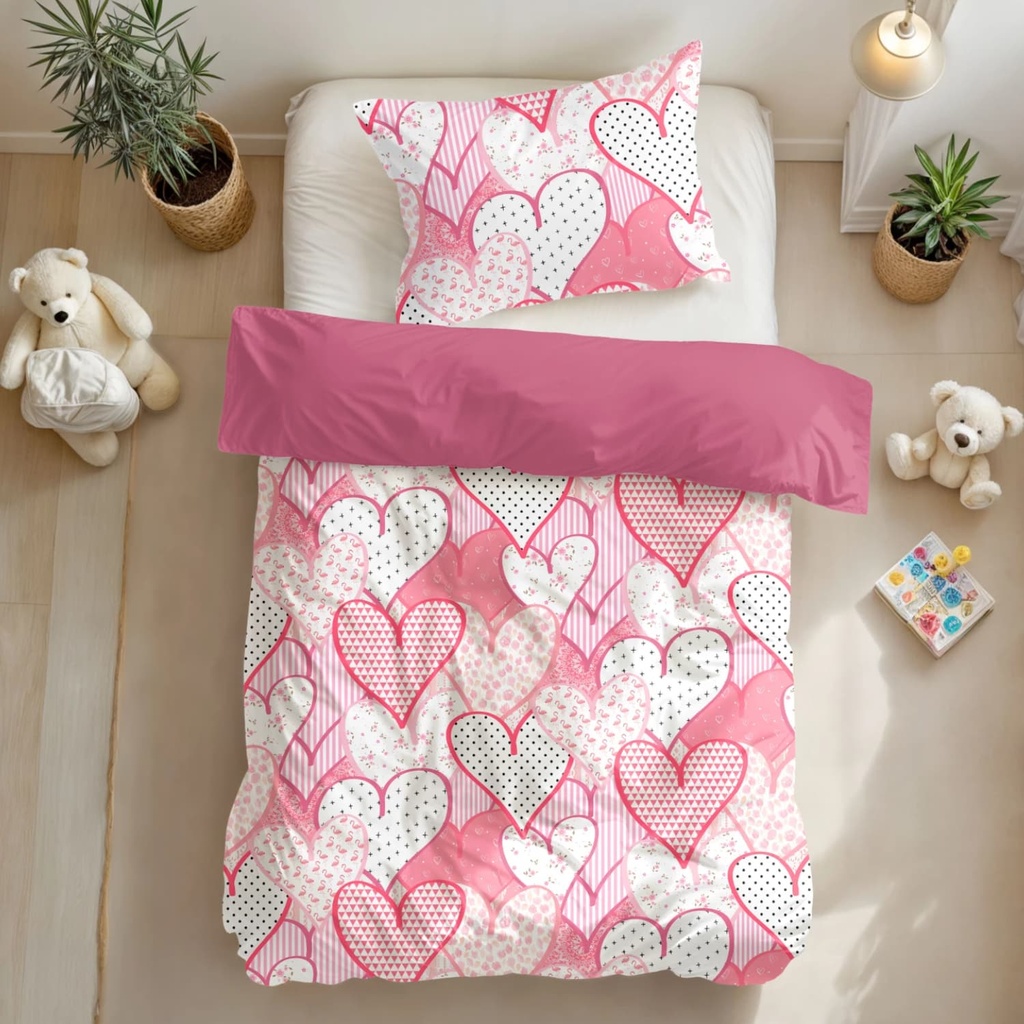 POSTELNJINA HEARTS LOVE PINK