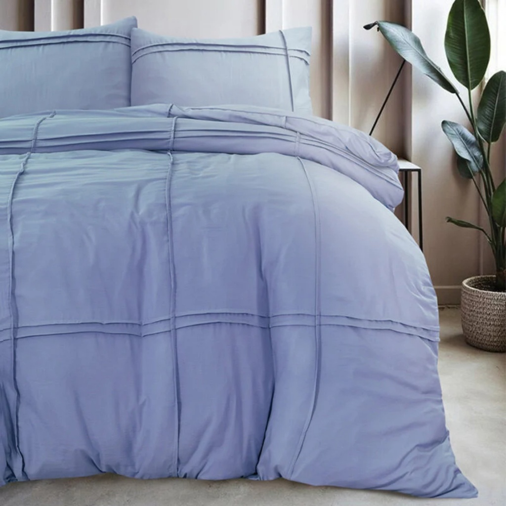POSTELJNINA WASHED TUFTED BLUE