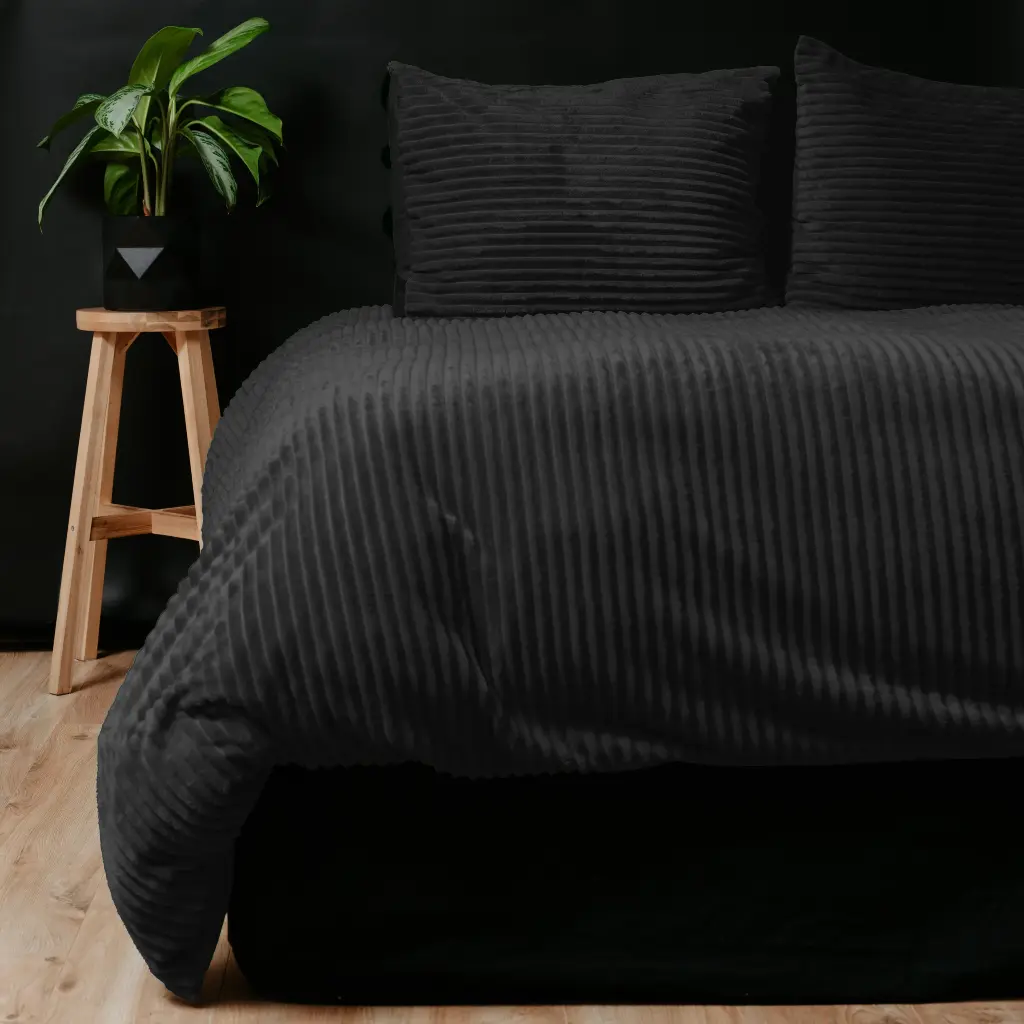 POSTELJNINA RIB TEDDY BLACK
