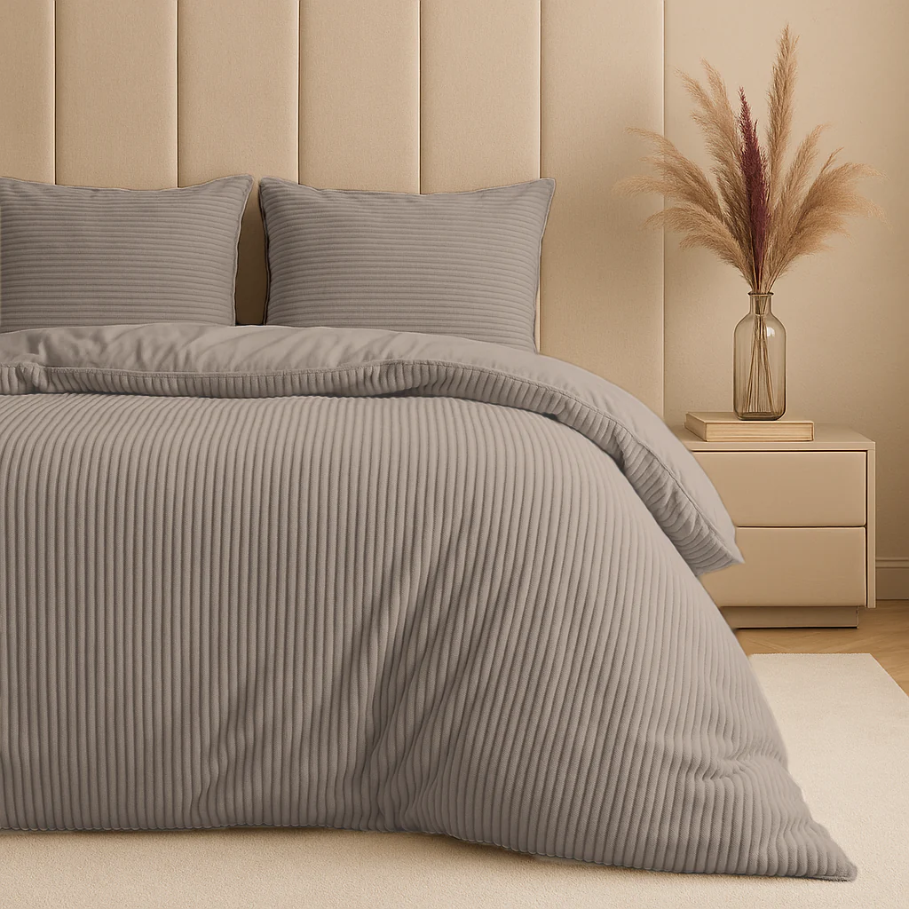 POSTELJNINA RIB TEDDY TAUPE