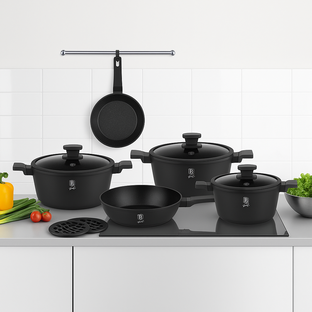 10-PIECE ANTHRACITE COOKWARE SET