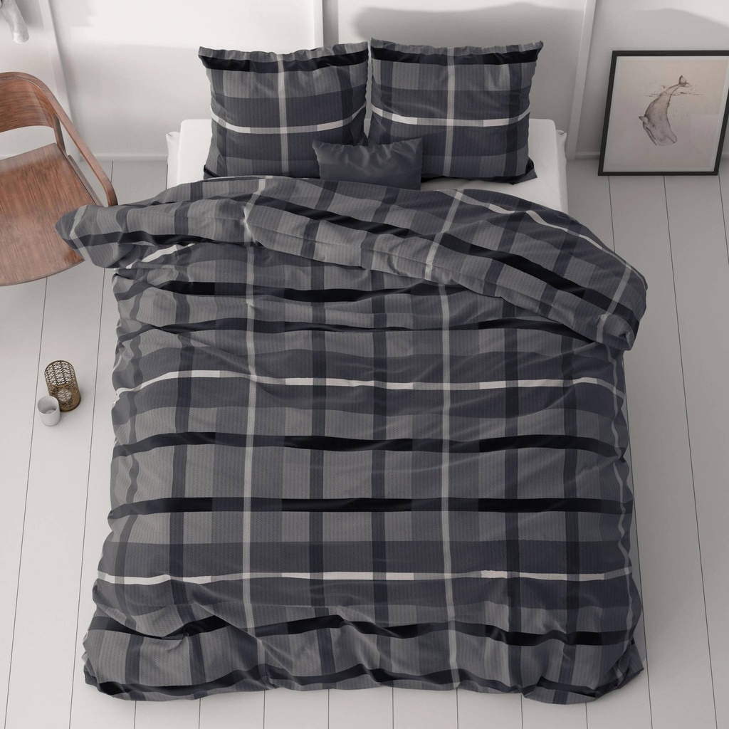 POSTELJNINA VINTAGE CHECK ANTHRACITE