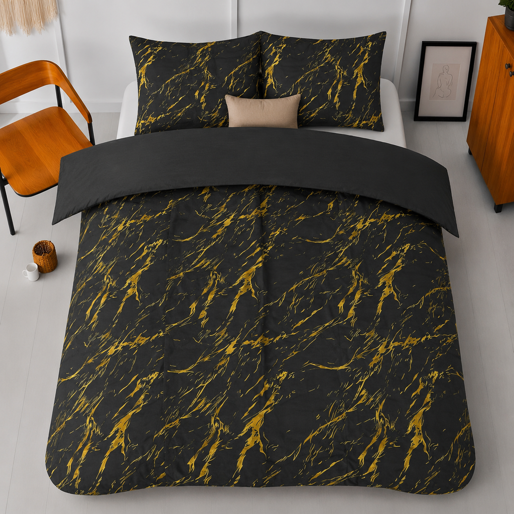 POSTELJNINA DECO MARBLE BLACK 