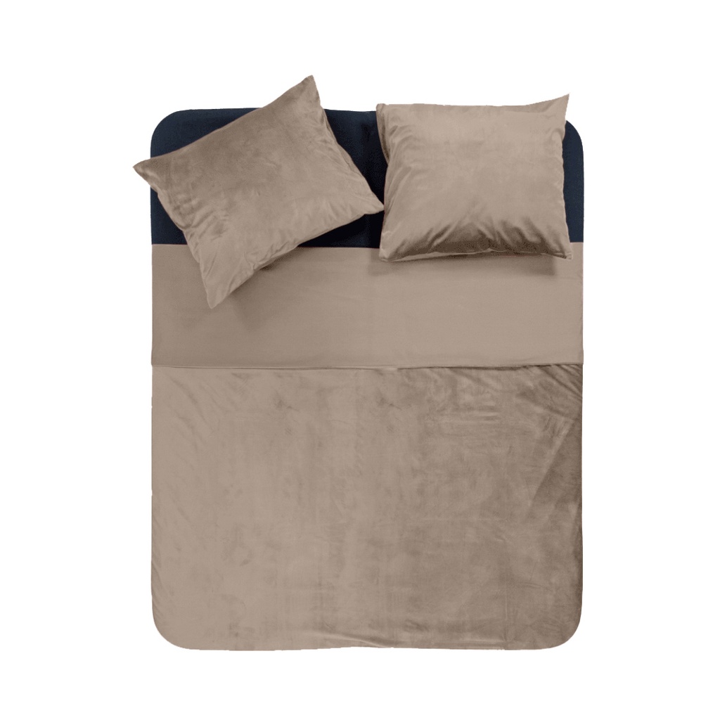 POSTELJNINA VELVET PIPING TAUPE/GREY